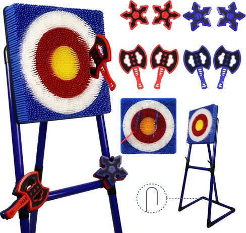 BunnyBoo Family Axe Throwing Game for Backyard Fun | Safe Bristle Target Set with 4 Axes & 4 Darts for Kids & Adults | Lightweight & Portable for Carnival, Camping, Party and Indoor/Outdoor Games in Kuwait