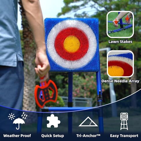 BunnyBoo Family Axe Throwing Game for Backyard Fun | Safe Bristle Target Set with 4 Axes & 4 Darts for Kids & Adults | Lightweight & Portable for Carnival, Camping, Party and Indoor/Outdoor Games in Kuwait