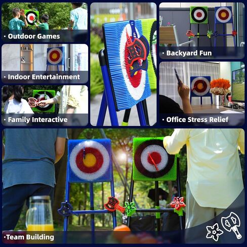 BunnyBoo Family Axe Throwing Game for Backyard Fun | Safe Bristle Target Set with 4 Axes & 4 Darts for Kids & Adults | Lightweight & Portable for Carnival, Camping, Party and Indoor/Outdoor Games in Kuwait