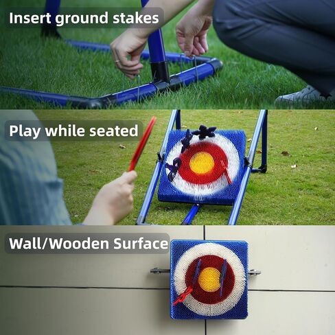 BunnyBoo Family Axe Throwing Game for Backyard Fun | Safe Bristle Target Set with 4 Axes & 4 Darts for Kids & Adults | Lightweight & Portable for Carnival, Camping, Party and Indoor/Outdoor Games in Kuwait