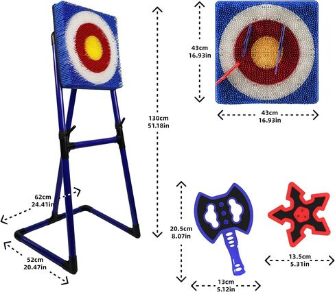 BunnyBoo Family Axe Throwing Game for Backyard Fun | Safe Bristle Target Set with 4 Axes & 4 Darts for Kids & Adults | Lightweight & Portable for Carnival, Camping, Party and Indoor/Outdoor Games in Kuwait