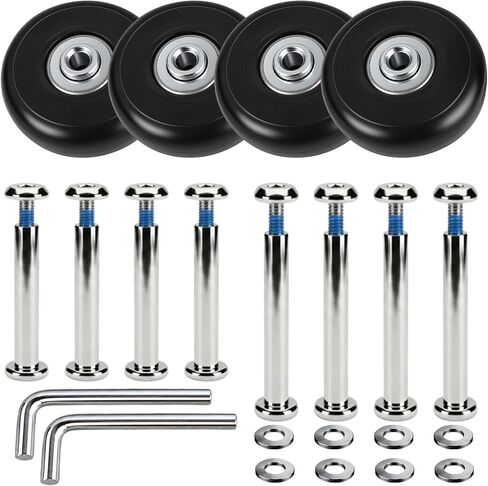 4 Set Luggage Wheels Replacement Kit Compatible with Samsonite 50mm x 18mm Swivel Caster Wheel Suitcase,Rubber Swivel Caster Wheels Bearings Repair Kits in Kuwait