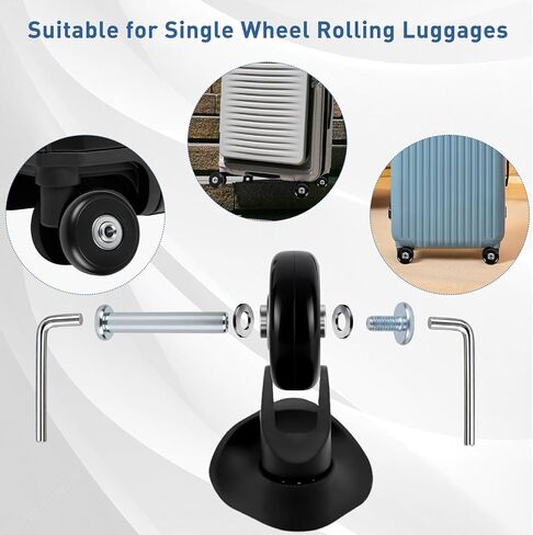 4 Set Luggage Wheels Replacement Kit Compatible with Samsonite 50mm x 18mm Swivel Caster Wheel Suitcase,Rubber Swivel Caster Wheels Bearings Repair Kits in Kuwait