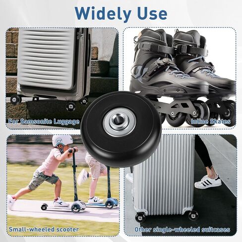 4 Set Luggage Wheels Replacement Kit Compatible with Samsonite 50mm x 18mm Swivel Caster Wheel Suitcase,Rubber Swivel Caster Wheels Bearings Repair Kits in Kuwait