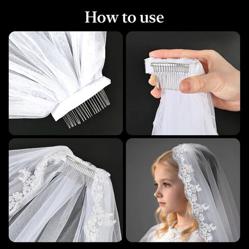Vividsun Girls First Compleles Soft Tulle Lace Edge الحجاب لإكسسوارات الشركة المقدسة in Kuwait