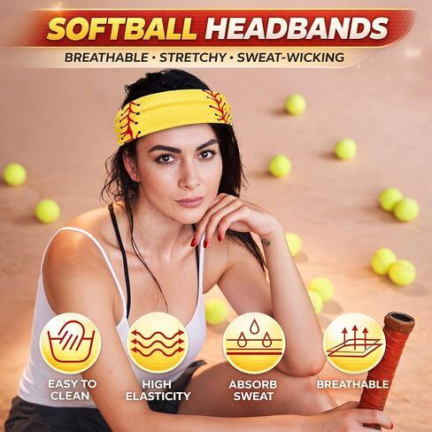 Zeyune 12 Pcs Softball Headband for Girls,Breathable Elastic Head Wrap Adjustable Sweatproof Hair Band Bandana for Party in Kuwait