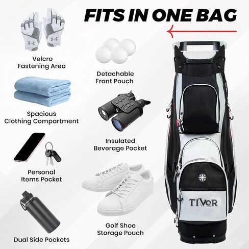 TIVOR 2026 Golf Cart Bag with 15-Way Full-Length Divider Top, 12 Pockets, Premium Silent Golf Cart Bag with Rain Hood for Men，Fits Jumbo Grips - Camouflage in Kuwait