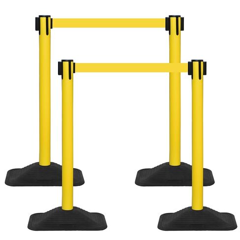 ECOSlGNS 12 Pack Heavy Duty Crowd Control Stanchions for Banks, Events, Retail w/ 10ft Retractable Belt, Non-Slip Weighted Rubber Base (Black) in Kuwait