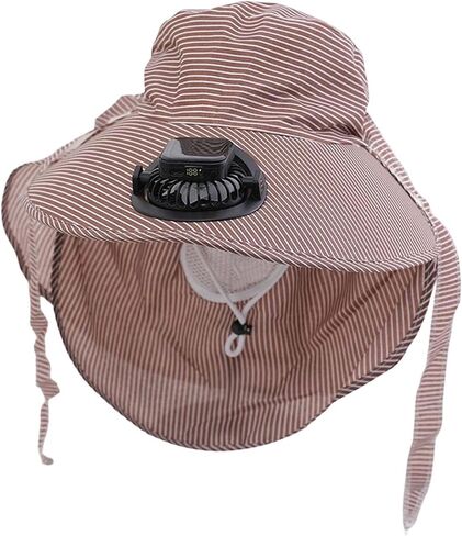 Outdoor Wide Brim Sun Hat with Fan Solar Power, 2-in-1 UPF 50+ Summer Bucket Hat for Fishing Camping Hiking Gardening in Kuwait