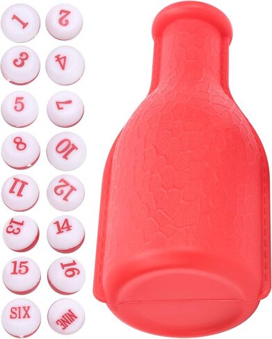 Entertainment Rubber Billiard Dice Set with Shaker Bottle for Family Fun, 16 Numbered Dice for Bar Games (Red) in Kuwait