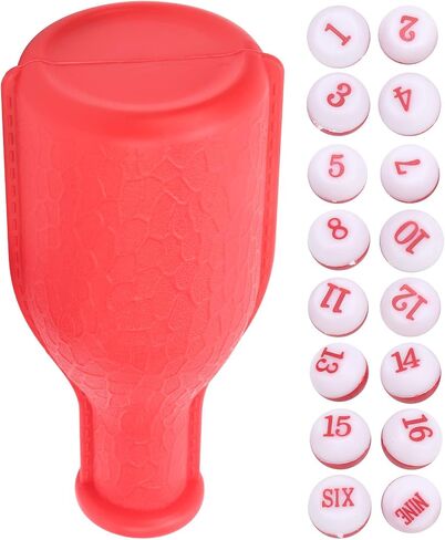 Entertainment Rubber Billiard Dice Set with Shaker Bottle for Family Fun, 16 Numbered Dice for Bar Games (Red) in Kuwait