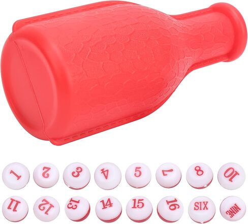 Entertainment Rubber Billiard Dice Set with Shaker Bottle for Family Fun, 16 Numbered Dice for Bar Games (Red) in Kuwait