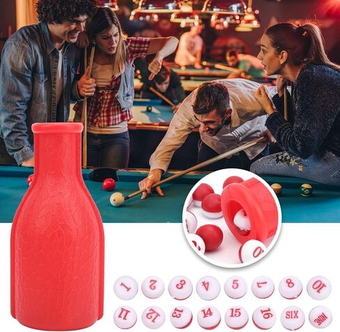 Entertainment Rubber Billiard Dice Set with Shaker Bottle for Family Fun, 16 Numbered Dice for Bar Games (Red) in Kuwait