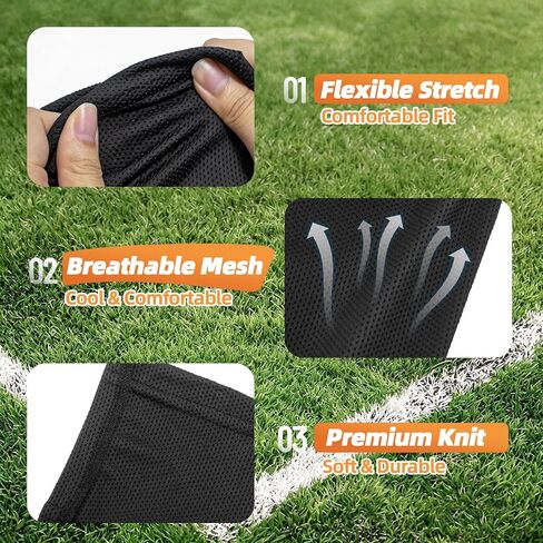 Kids Soccer Shin Guard Sleeves 2 Pairs with Pocket, Youth Shin Pad Holders for Boys & Girls Ages 3–15, Breathable Non-Slip Soccer Compression Sleeves for Training & Games in Kuwait