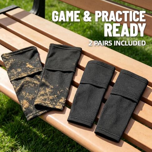 Kids Soccer Shin Guard Sleeves 2 Pairs with Pocket, Youth Shin Pad Holders for Boys & Girls Ages 3–15, Breathable Non-Slip Soccer Compression Sleeves for Training & Games in Kuwait