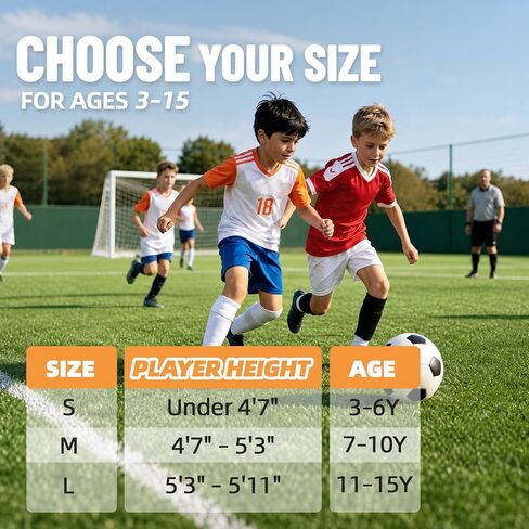 Kids Soccer Shin Guard Sleeves 2 Pairs with Pocket, Youth Shin Pad Holders for Boys & Girls Ages 3–15, Breathable Non-Slip Soccer Compression Sleeves for Training & Games in Kuwait