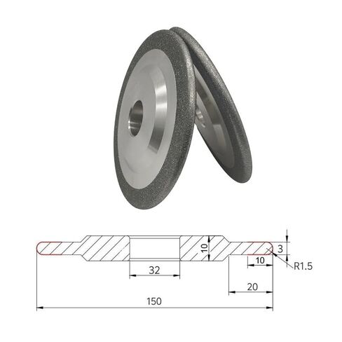 100mm Electropalted Diamond Grinding Wheel for Grooved U-Shaped(150 x 32 x r1.5,SDC 400 Mesh) in Saudi Arabia