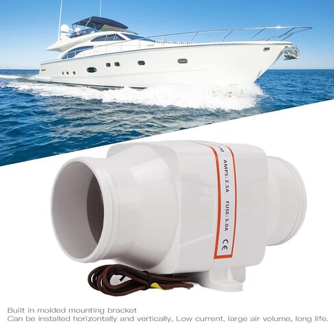 12V 130CFM Marine Bilge Air Blower with 4 Blade Fan, Inline Boat Bilge Blower Waterproof Electric Blower Ventilation 3-Inch for Marine Boat Ventilation Engine Compartment in Kuwait