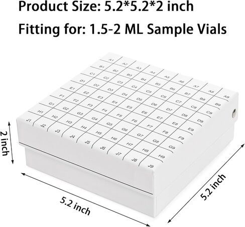 صندوق تجميد مختبر من الورق المقوى 12 قطعة من ZENFUN مع غطاء، صندوق تخزين 81-Well Microtube مع طلاء مقاوم للثلج، حامل قارورة أنبوب اختبار بارتفاع 2 بوصة لأنابيب 1.5-2 مل، منظم عينات العطور، أبيض in Kuwait