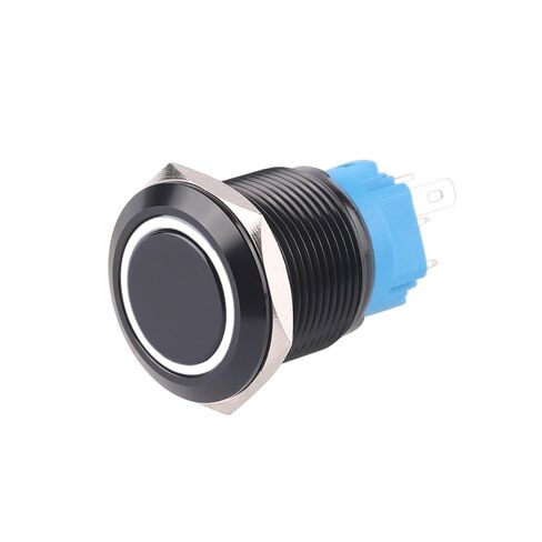 Push Button Switch 19mm Waterproof 5 pin Alumina Black Ring Annular Light Power Reset Latching Press 1NO 1NC 220V, 5pcs(Power-Green,LAT_5 PCS_3-6V) in Saudi Arabia