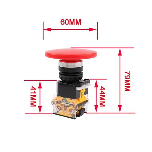 Push Button Switch Momentary, Auto Reset, Non-Locking, Mushroom Cap, 1NO1NC, 22mm, LA38-11M/60, 1pcs in Saudi Arabia