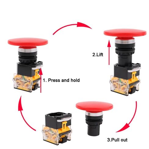 Push Button Switch Momentary, Auto Reset, Non-Locking, Mushroom Cap, 1NO1NC, 22mm, LA38-11M/60, 1pcs in Saudi Arabia