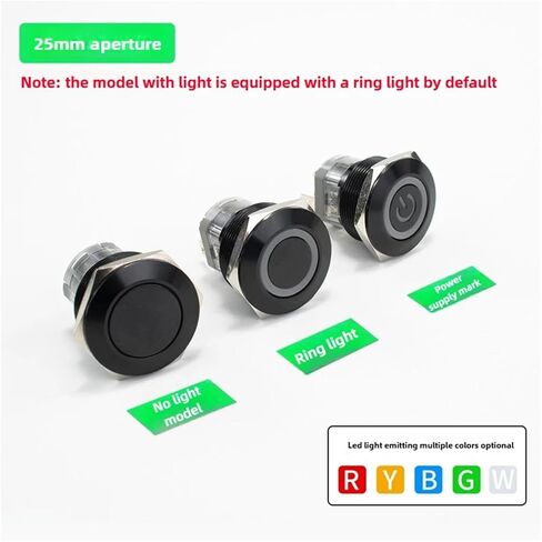 Push Button Switch 16/19/22mm Black Oxide Self Resetting Self-Locking Metal High-Power Ith20A, 1pcs(25mm,RED_LAT_220V(ITH10A)) in Kuwait