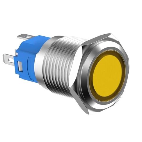 Metal Button Switch with Light 16/19/22MM LED Color Screen Transparent Self Resetting/Self-Locking Waterproof, 1pcs(19mm Green,MOM_Light_12-24V) in Kuwait