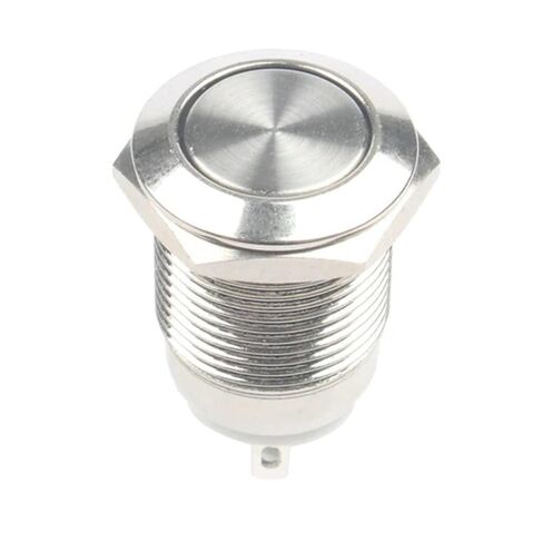 Push Button Switch 12mm High Head Flat Waterproof Nickel Plated Brass Switch Self- Reset 1NO 2pins Without LED, 1pcs(Flat Head) in Saudi Arabia
