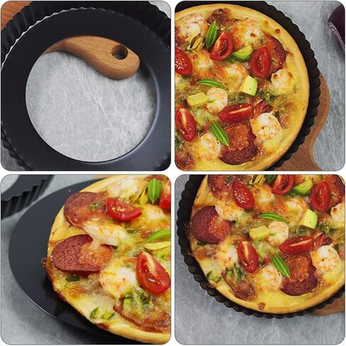 Cabilock Black Non-stick Baking Mold for Pizza with Removable Bottom Carbon Steel Pizza Tray for DIY Baking Household Kitchen Tool in Kuwait