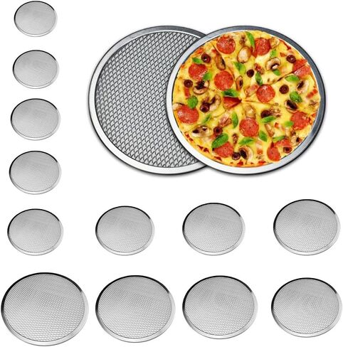 Pizza Screen Aluminium Pizza Tray Mesh Pizza Screen Round Metal Pizza Screen Aluminum Seamless Rim Suitable for Restaurant, 6inch in Kuwait