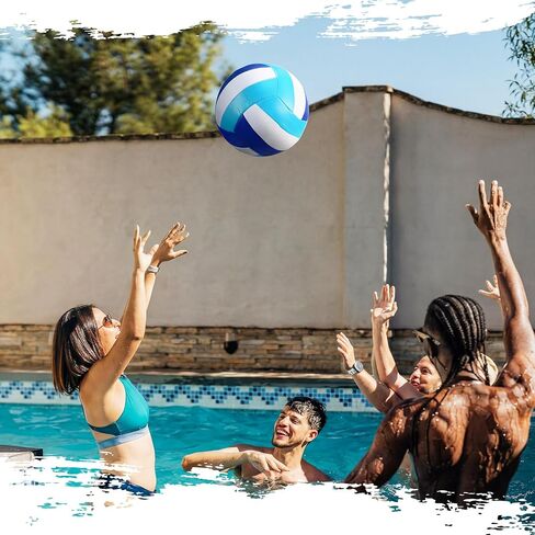 Leitee 3 Pcs 8.5 Inch Waterproof Soft Beach Volleyball Swimming Pool Water Volleyball with Soft Cover and Pump for Teens Adults Outdoor Indoor Pool Beach Play Training Practice(Blue) in Kuwait