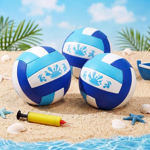 Leitee 3 Pcs 8.5 Inch Waterproof Soft Beach Volleyball Swimming Pool Water Volleyball with Soft Cover and Pump for Teens Adults Outdoor Indoor Pool Beach Play Training Practice(Blue) in Kuwait
