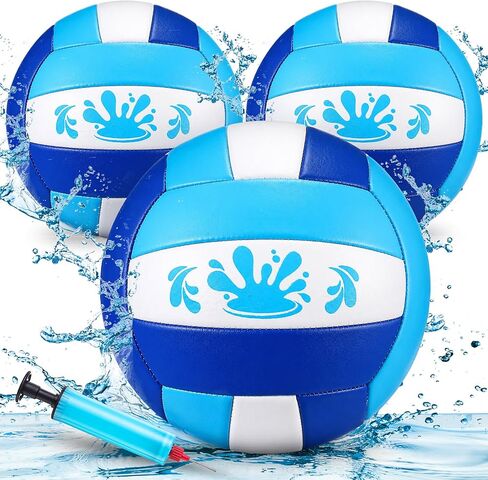 Leitee 3 Pcs 8.5 Inch Waterproof Soft Beach Volleyball Swimming Pool Water Volleyball with Soft Cover and Pump for Teens Adults Outdoor Indoor Pool Beach Play Training Practice(Blue) in Kuwait