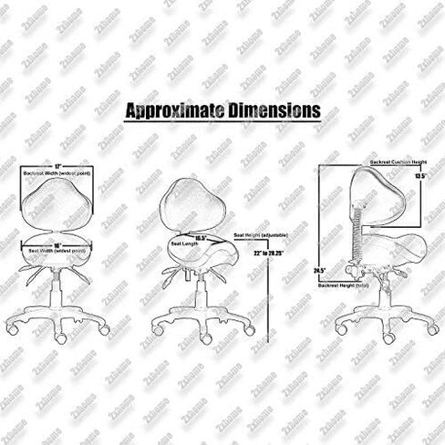 2xhome Set of 1 Ergonomic Saddle Stool with Back | Rolling Office Task Chair Adjustable Height Tilt Recline, Beige with Wheels in Kuwait
