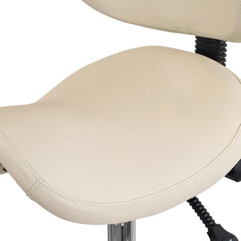 2xhome Set of 1 Ergonomic Saddle Stool with Back | Rolling Office Task Chair Adjustable Height Tilt Recline, Beige with Wheels in Kuwait