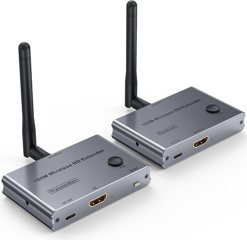 مجموعة جهاز إرسال واستقبال USB-C إلى HDMI KVM بطول 650 قدم/200 متر، 1080 بكسل عند 60 هرتز، موسع USB لاسلكي طويل المدى KVM يدعم بث الشاشة وامتداد إشارة لوحة المفاتيح/الماوس، شحن سريع PD100W in Kuwait