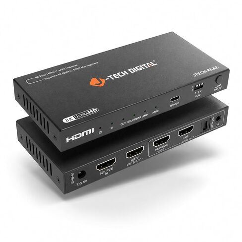 J-Tech Digital 8K HDMI Audio Extractor with eARC ARC 8K 60Hz 4K 120Hz, HDMI to Optical L/R Converter Adapter, HDCP 2.3 HDR CEC EDID [JTECH-8KAE] in Kuwait