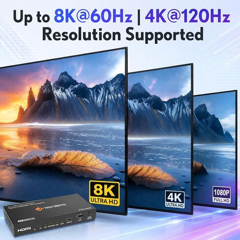 J-Tech Digital 8K HDMI Audio Extractor with eARC ARC 8K 60Hz 4K 120Hz, HDMI to Optical L/R Converter Adapter, HDCP 2.3 HDR CEC EDID [JTECH-8KAE] in Kuwait