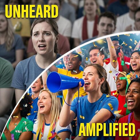 12 Pcs Blue Cheer Megaphone, Plastic Noisemaker Loudspeaker with Lanyard, Vibrant Sound Amplifier, 9.1 x 4.9 in for Game Day, Parties, Rallies in Kuwait