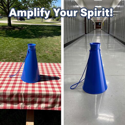 12 Pcs Blue Cheer Megaphone, Plastic Noisemaker Loudspeaker with Lanyard, Vibrant Sound Amplifier, 9.1 x 4.9 in for Game Day, Parties, Rallies in Kuwait