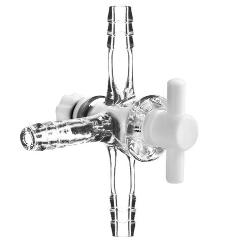 stonylab Vacuum Glass 3-Way Flow Control Adapter with PTFE Valve, Triple Hose Connection, Lab Distillation Tool for Flow Controlled Application, 1 Pack in Kuwait