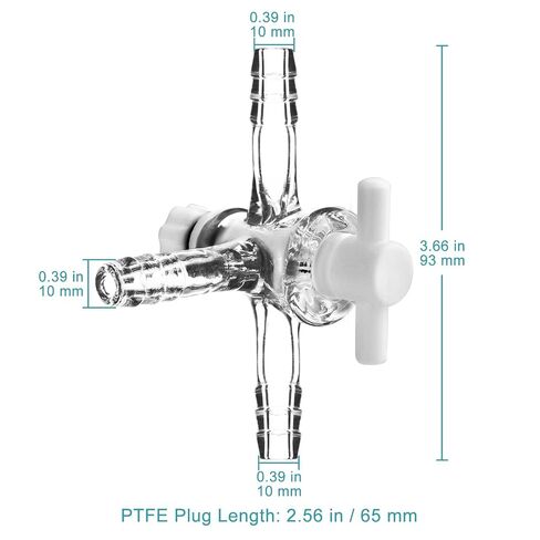 stonylab Vacuum Glass 3-Way Flow Control Adapter with PTFE Valve, Triple Hose Connection, Lab Distillation Tool for Flow Controlled Application, 1 Pack in Kuwait