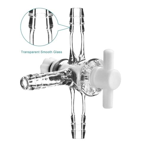 stonylab Vacuum Glass 3-Way Flow Control Adapter with PTFE Valve, Triple Hose Connection, Lab Distillation Tool for Flow Controlled Application, 1 Pack in Kuwait