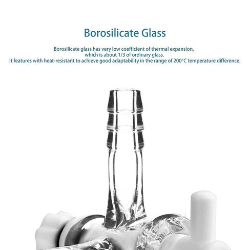 stonylab Vacuum Glass 3-Way Flow Control Adapter with PTFE Valve, Triple Hose Connection, Lab Distillation Tool for Flow Controlled Application, 1 Pack in Kuwait