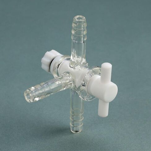 stonylab Vacuum Glass 3-Way Flow Control Adapter with PTFE Valve, Triple Hose Connection, Lab Distillation Tool for Flow Controlled Application, 1 Pack in Kuwait