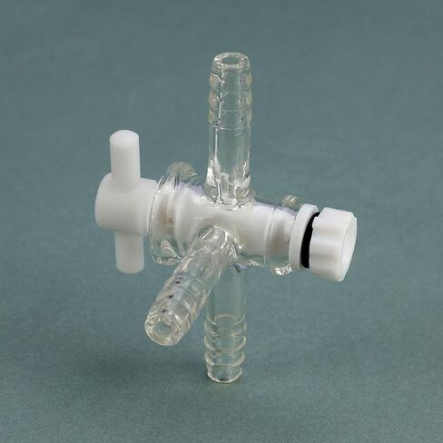 stonylab Vacuum Glass 3-Way Flow Control Adapter with PTFE Valve, Triple Hose Connection, Lab Distillation Tool for Flow Controlled Application, 1 Pack in Kuwait