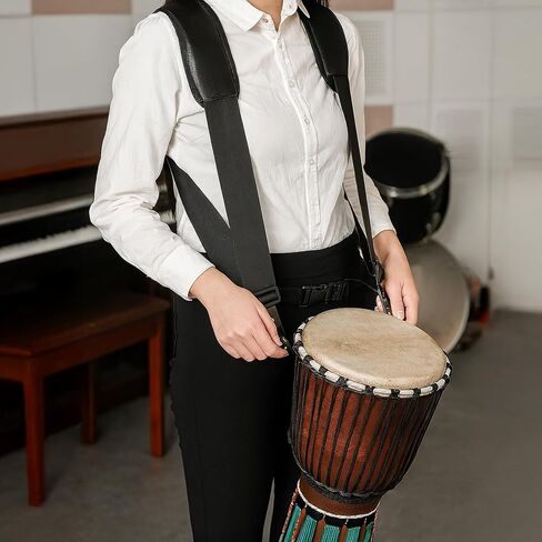Djembe Shoulder Strap for Drummers, 1.9 in Wide African Drum Strap, Cross-Back Design with Padded Support, Adjustable Polyester Belt with Metal Clips, Compatible with Percussion Instruments in Kuwait