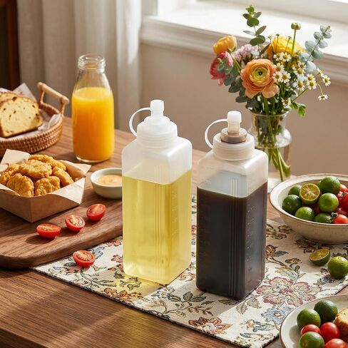Wide Mouth Squeeze Bottles Squeeze-Bottle Sauce Bottles Squeeze Condiment Dispenser Restaurant Plastic Salad Dressing Squeeze-Bottle Clear Condiment Squeezes Bottle for Sour Cream Food Kitchen in Kuwait