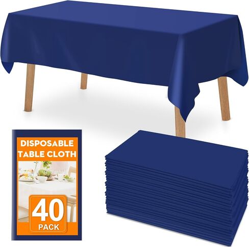 RowinsyDD 30 Pack Blue Plastic Table Cloths Disposable, 54 x 108 Inches Plastic Table Cover for Rectangle Tables, Disposable Tablecloth for Dinning, Parties, BBQ, Wedding, Outdoor in Saudi Arabia